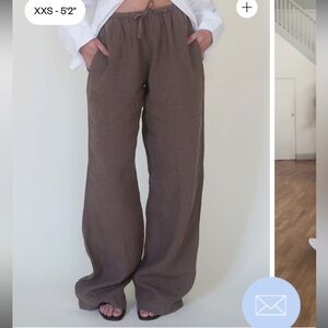 Djerf Avenue Taupe Linen Trousers